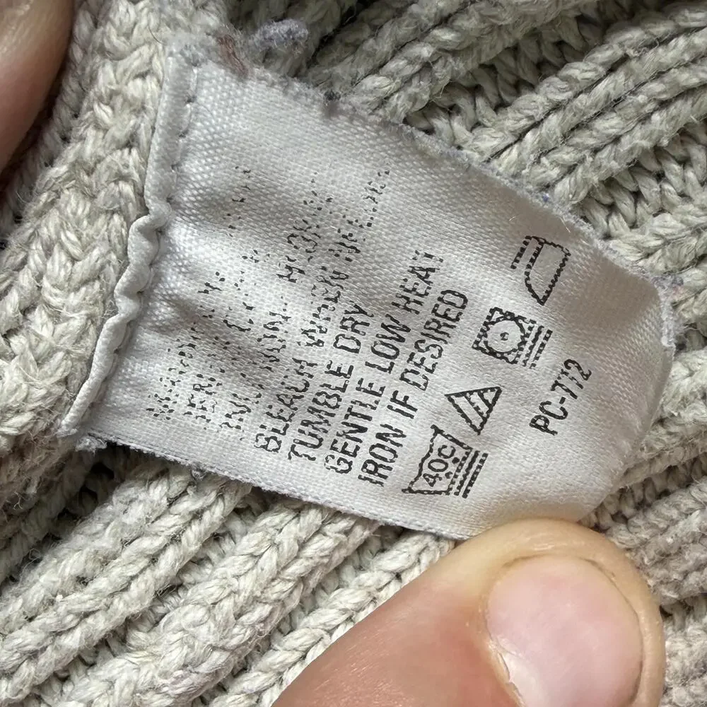 IZOD Sweater Mens XL Beige Cotton Knit Textured Crew Neck Pullover Top